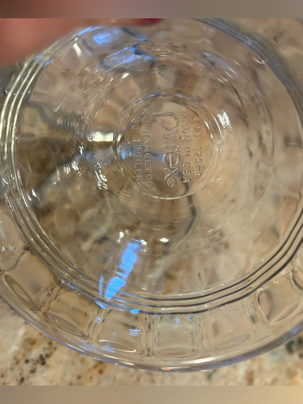 PYREX #463 Set of 4 6oz Vintage Clear Glass Straight Edged 3 Banded Custard Cups